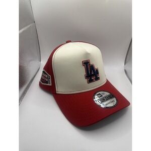 New Era 9FORTY Los Angeles Dodgers Hat Red White Dodger Stadium Patch Snapback